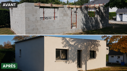 Création d'un garage en parpaing de 70m²